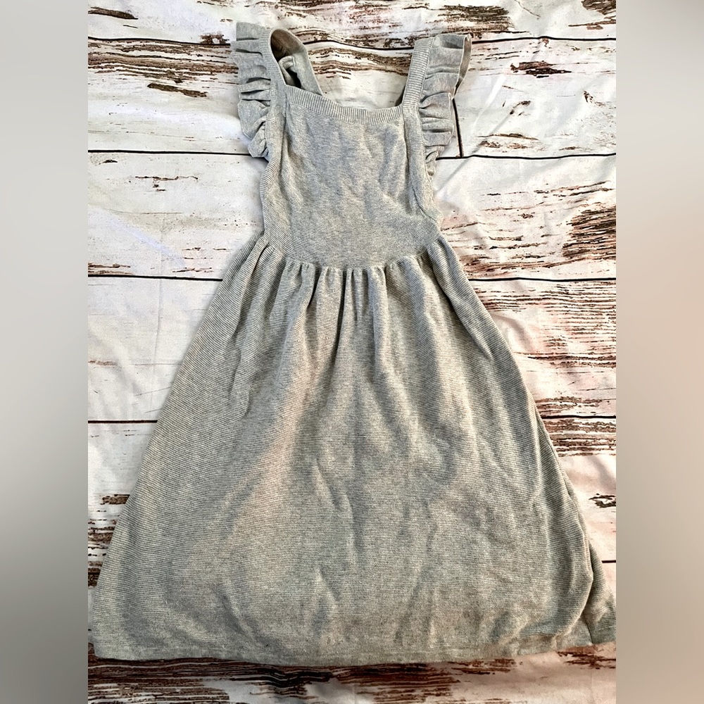 H&M organic sweater knit overall style dress with ruffles